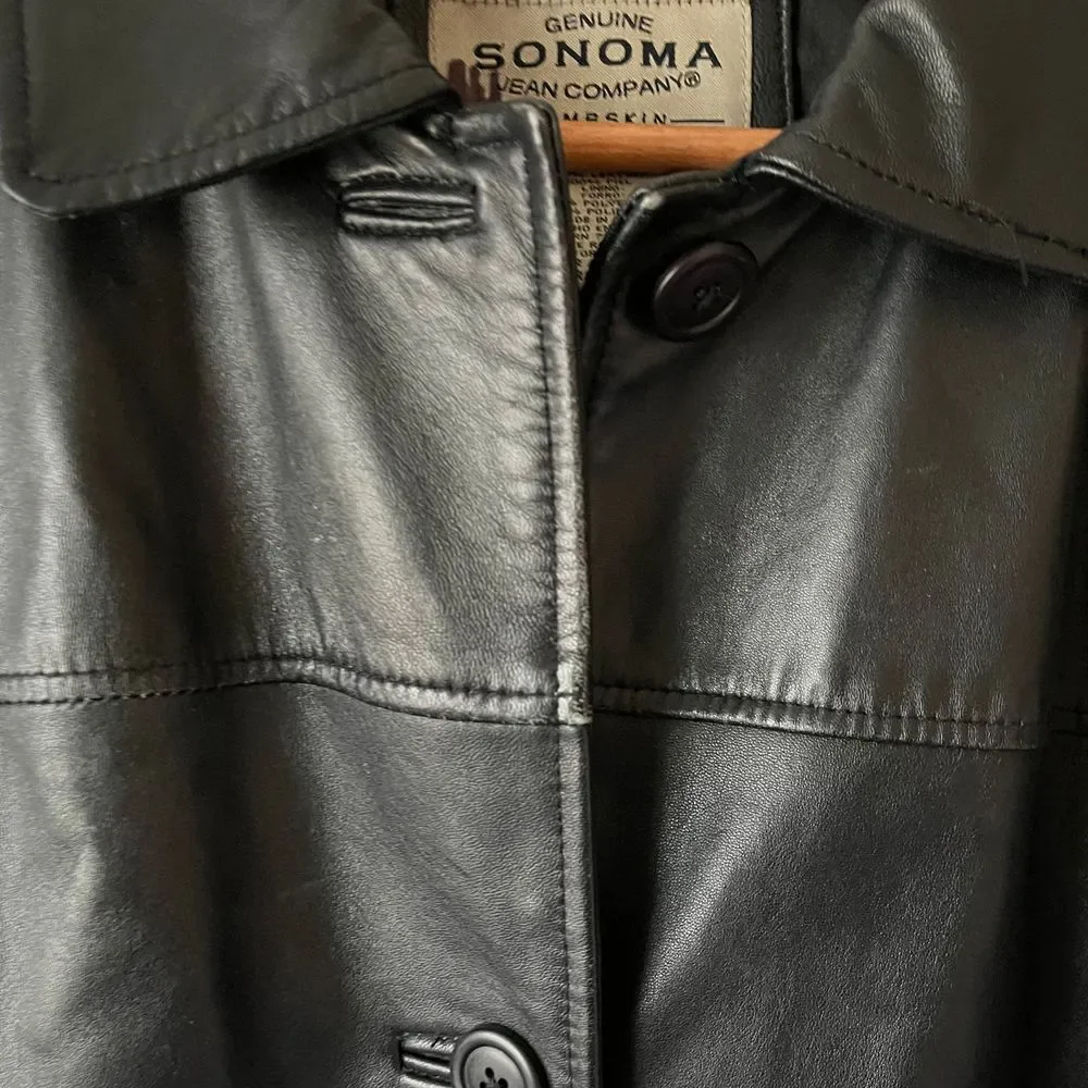 Vintage Sonoma Lambskin Piel Leather 90s Y2K Button-Front Leather‎ Jacket - Picture 8 of 10